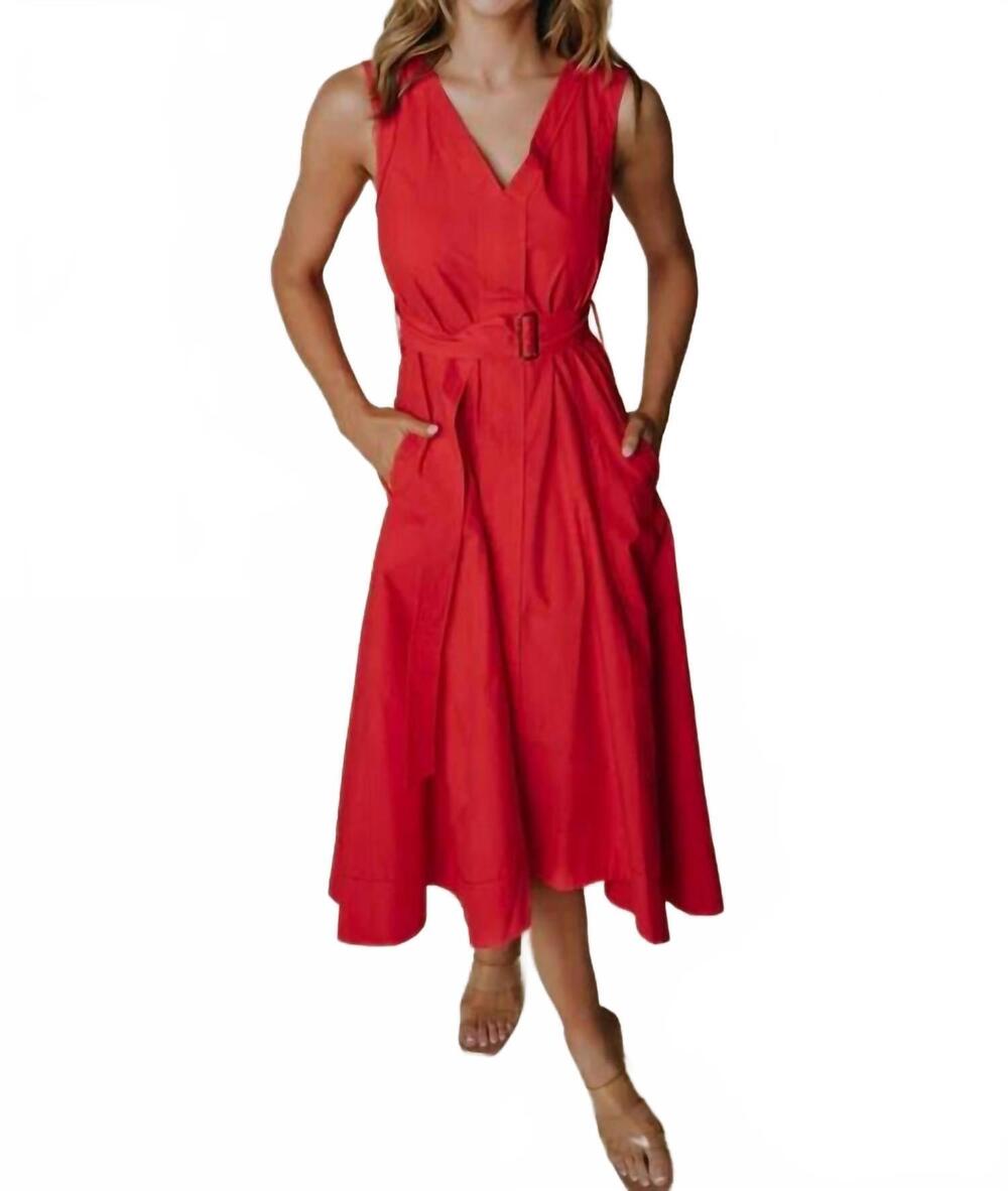 NEW LAROQUE market midi dress in red
